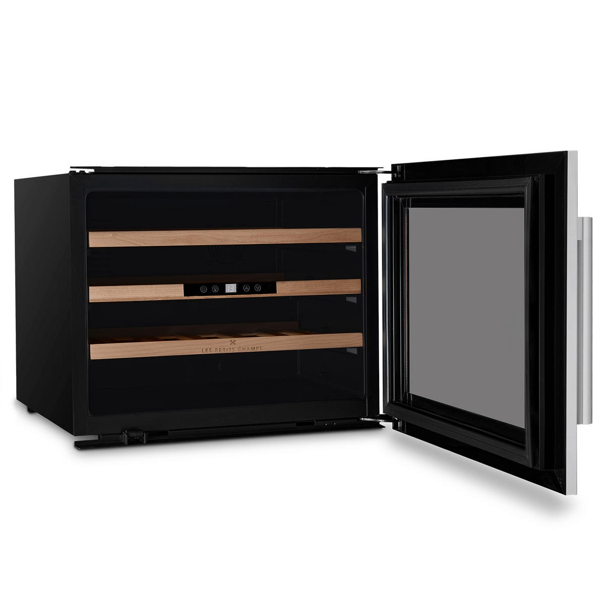 WEINKÜHLSCHRANK CAVCI24 Schwarz, 24 Flaschen, 57L, 3 Regale, Thermodynamische Kühlung, LED, UV-beständig - Schwarz, Metall (59.5/46/56cm) - Les Petits Champs