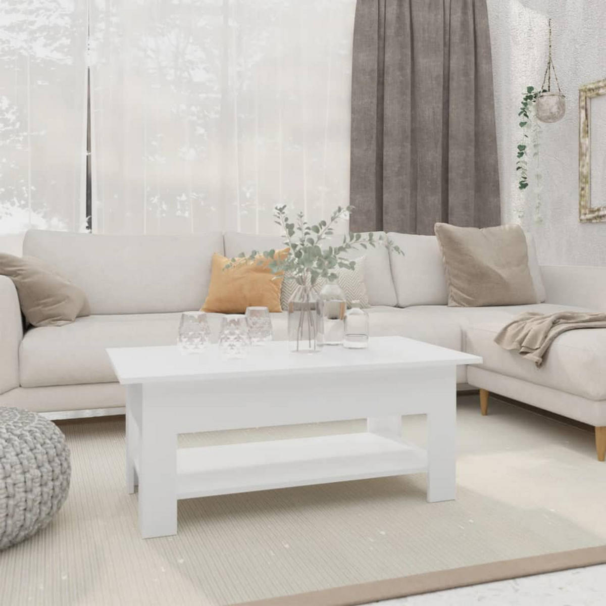 COUCHTISCH Weiß 102x55x42 cm Holzwerkstoff - Weiß, Holzwerkstoff (102/55/42cm) - furnicato