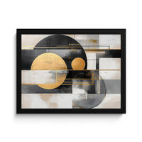 ZARÁMOVANÝ PLAGÁT Abstraktné - Zlato - Striebro - Tvary - Estetické - Moderné 40x30 cm - zlatá, papier (40/30cm) - MuchoWow