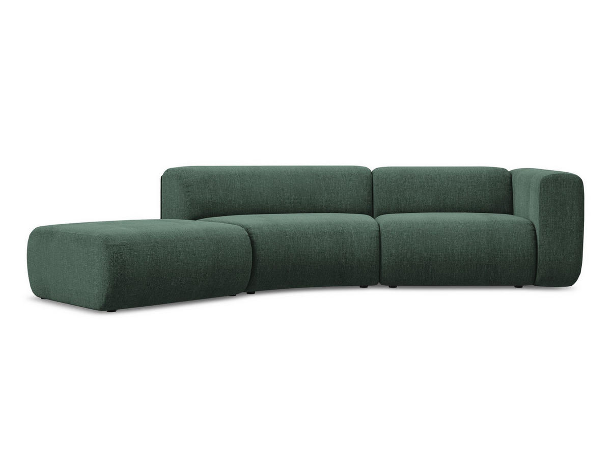 4-SITZER-SOFA Chenille Stoff Grün - Waldgrün/Schwarz, Kunststoff/Textil (335/70/166cm) - Makamii