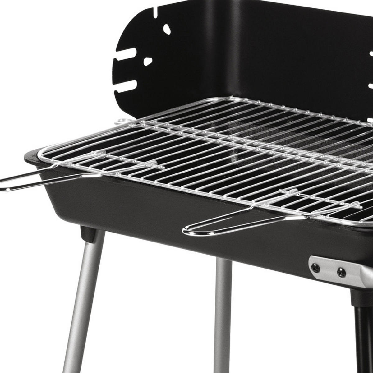 HOLZKOHLEGRILL Schwarz 58/48.5/20 cm - Schwarz, Metall (54.5/89/93.5cm) - Somagic