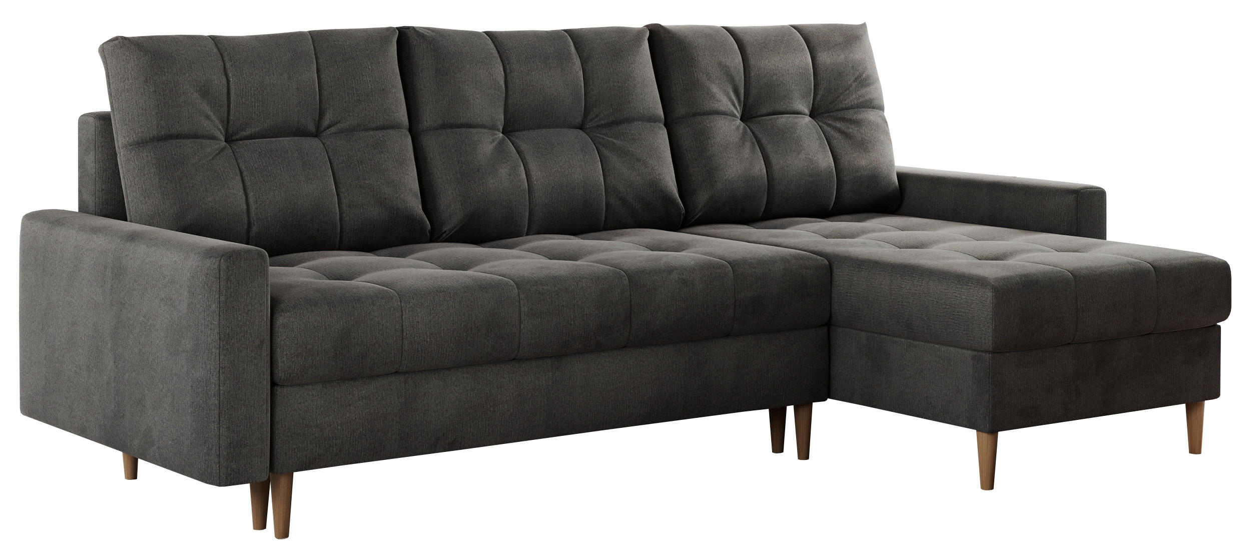ECKSOFA Colin Velvet Dunkelgrau - Dunkelgrau/Braun, Holz/Textil (220/140cm) - MKS