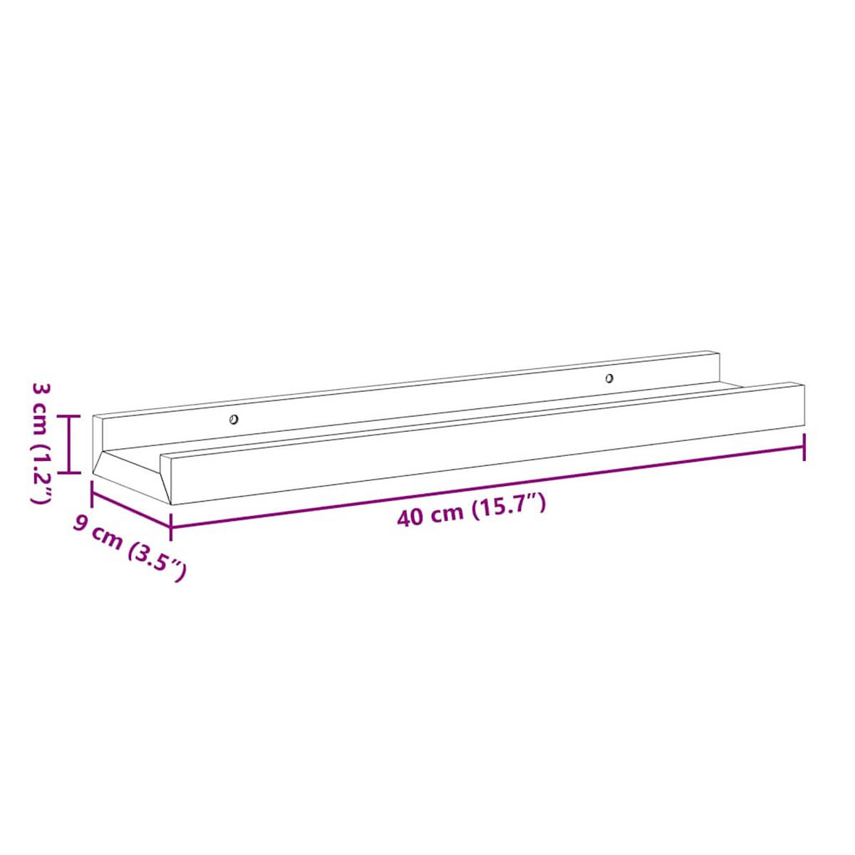 BILDERLEISTEN 2Er Set Grau 40/9/3 Cm Mdf - Grau, Holzwerkstoff (9/3/40cm) - vidaXL