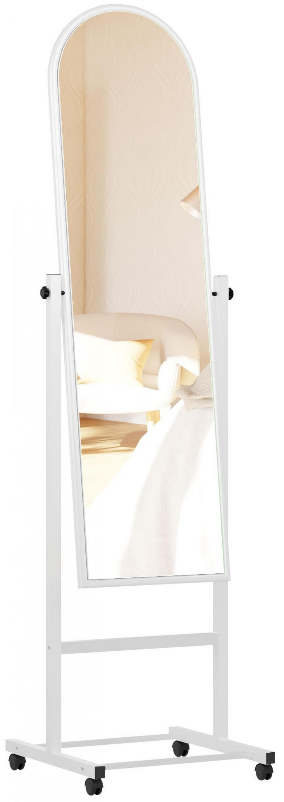 STANDSPIEGEL rund Holz weiß - Weiß, Holz (39/151/39cm) - CLP
