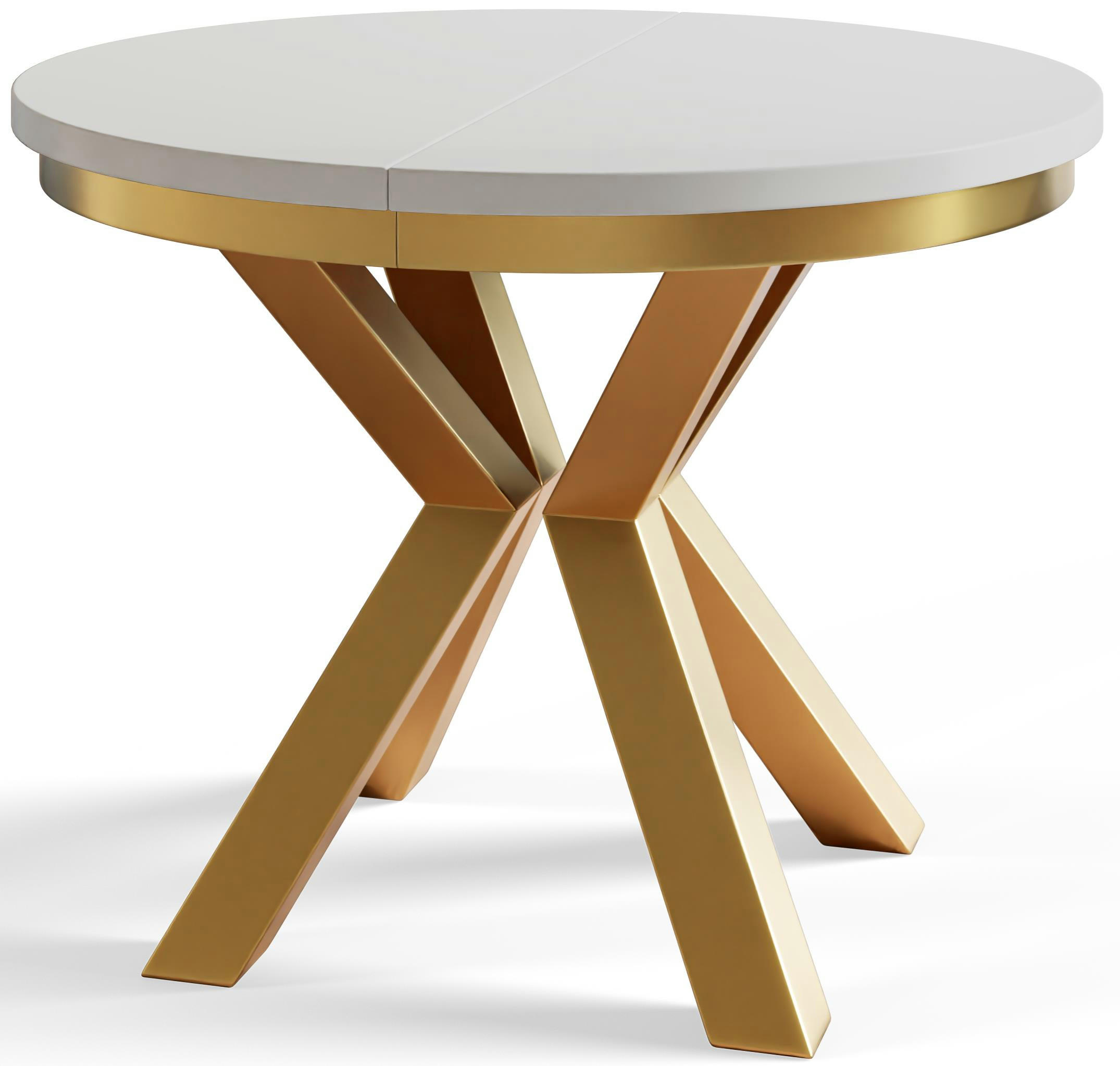 Alpi-Möbel Esszimmertisch Weiß, Gold 120x76x120 cm