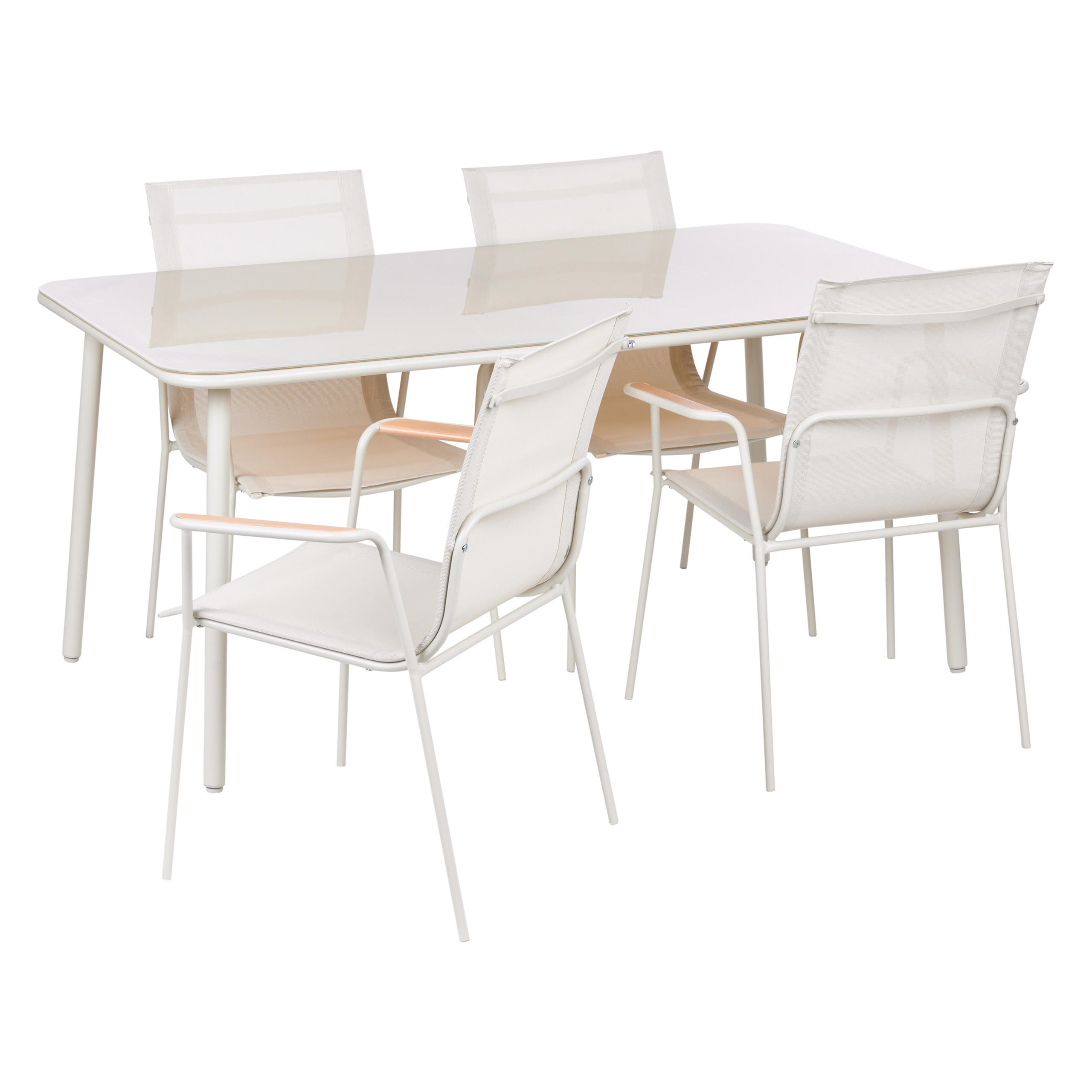 GARTENMÖBEL-SET 4-Sitzer Hellbeige Metall Caravino - Beige, Metall - Beliani