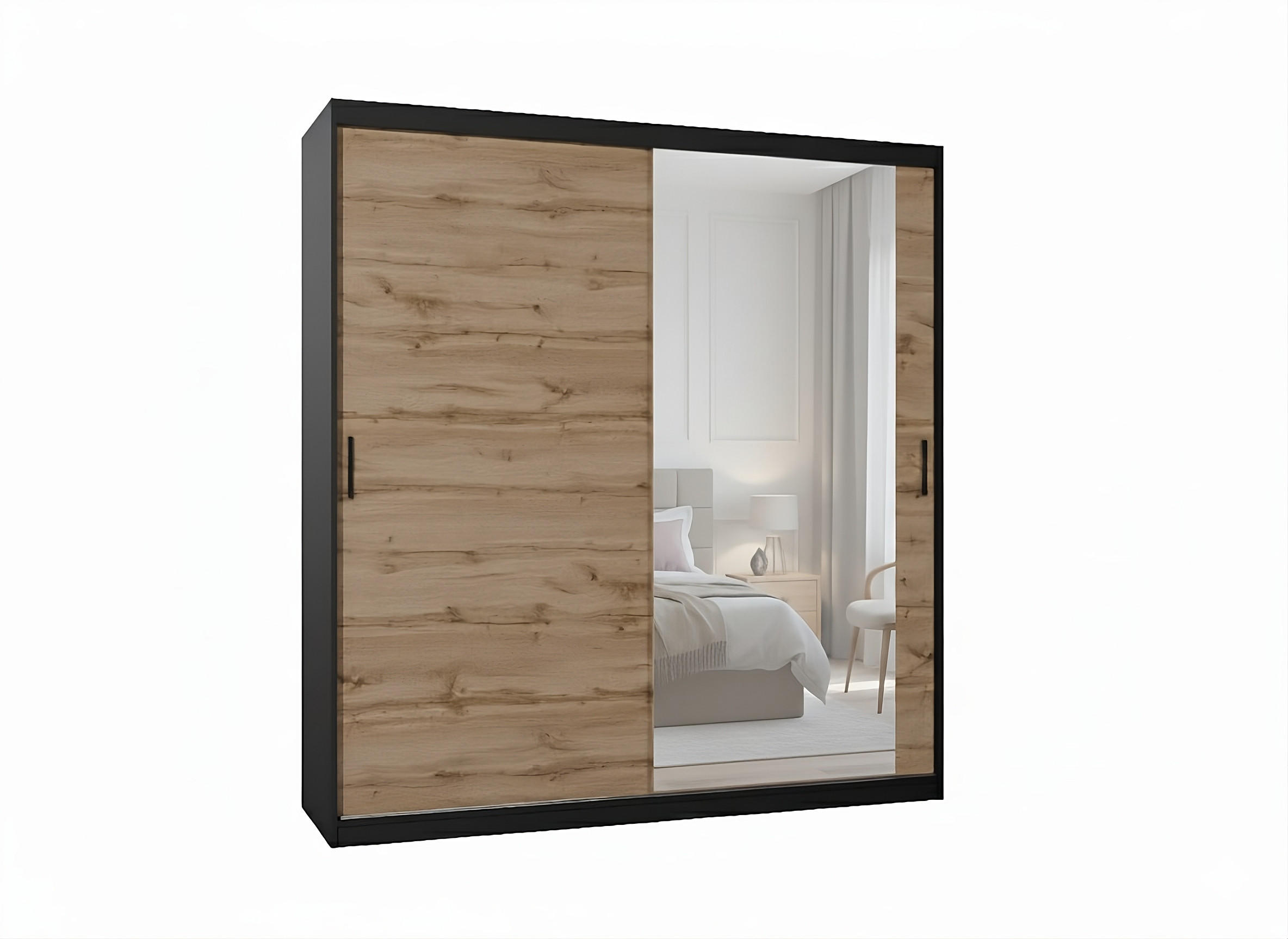 SCHWEBETÜRENSCHRANK Mirano Eiche Wotan 200 cm - Eiche Wotan, Holzwerkstoff (200/215/60cm) - Ravio
