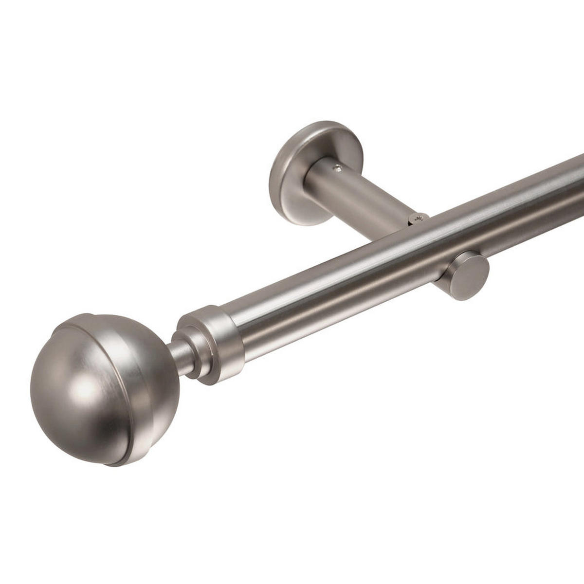 GARDINENSTANGE 1-lauf Kugel - Silberfarben, Metall (340cm) - Deco-Raum