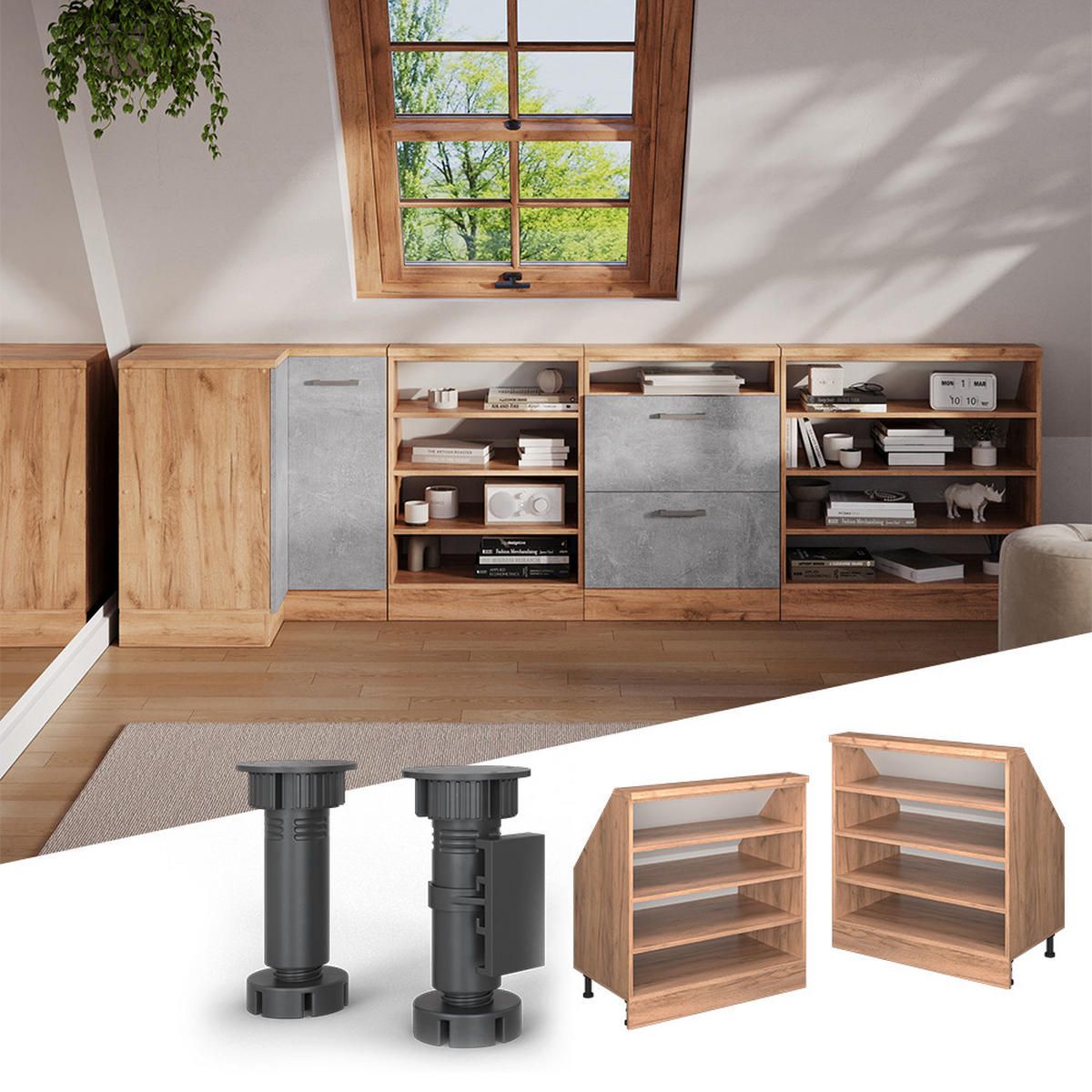 DACHSCHRÄGENSCHRANK Rion Weiß 80 x 81.6 cm mit 4 Fächern - Weiß, Holzwerkstoff (80/81.6/46cm) - Vicco