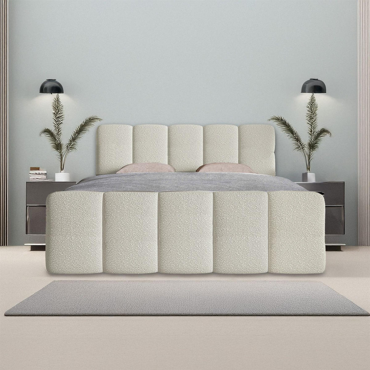 BOXBETT Manitoba 180/200 cm Bouclé Beige - Beige, Textil (180/200cm) - Juskys