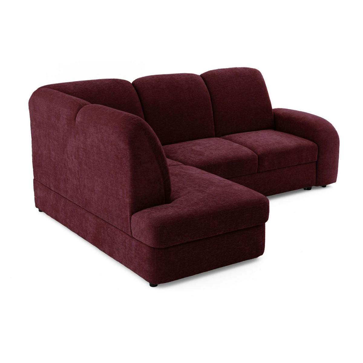 ECKSOFA VIBE L Links mit Schlaffunktion 129x205 Chenille Bordeaux - Bordeaux/Schwarz, Holz/Kunststoff (186/250cm) - Muffo