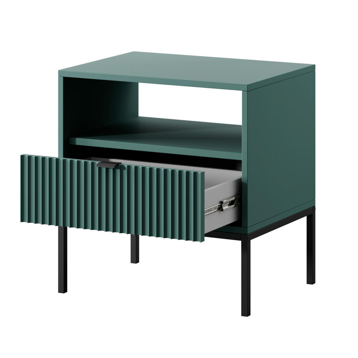 NACHTTISCH Vellore Grün mit Schublade, 54 cm - Schwarz/Grün, Holzwerkstoff/Metall (54/56/39cm) - Selsey