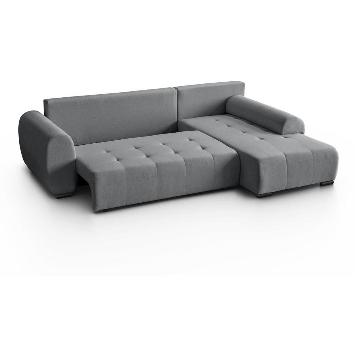 ECKSCHLAFSOFA Diana mt Bettkasten grau rechts - Schwarz/Grau, Textil (255/175cm) - Beautysofa