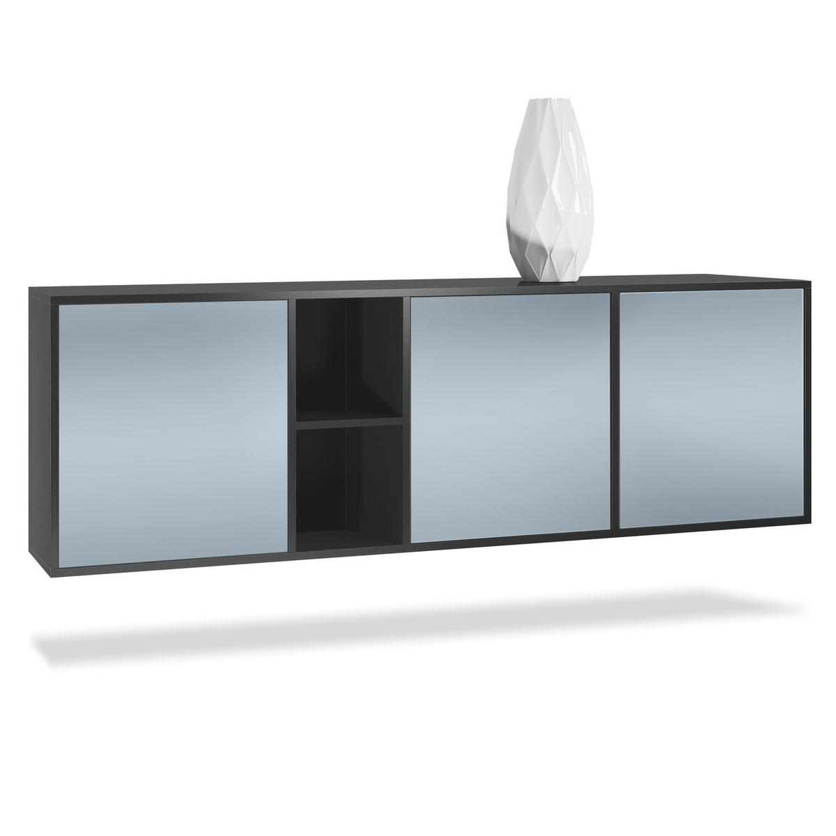 SIDEBOARD Cuba Türen in Denim - Pastellblau, Holzwerkstoff (182/53/35cm) - Vladon