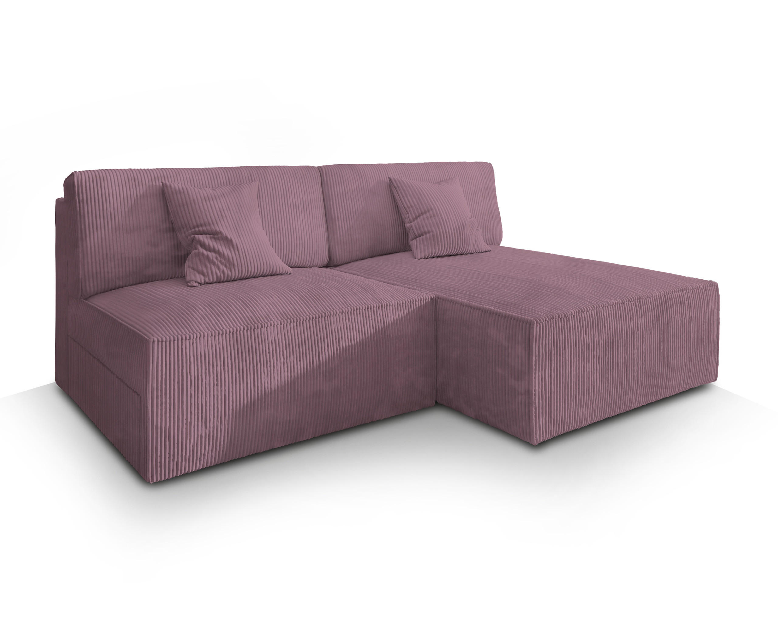ECKSOFA FIORO P Lila Kordstoff mit Schlaffunktion - Lila, Holz (204/148cm) - MASSENO