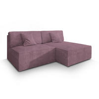 ECKSOFA FIORO P Lila Kordstoff mit Schlaffunktion - Lila, Holz (204/148cm) - MASSENO