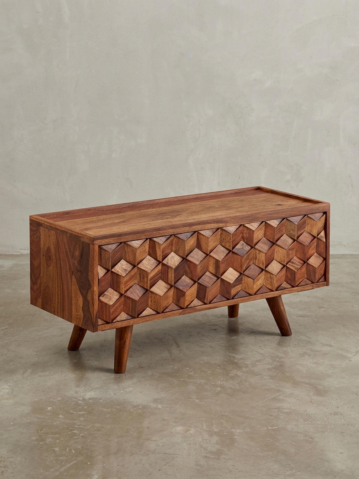 LOWBOARD Massivholz Landhausstil Modell Oasis für Fernseher bis 50 Zoll mit Kabeldurchlass - Braun, Holz (92/44/35cm) - KADIMA DESIGN