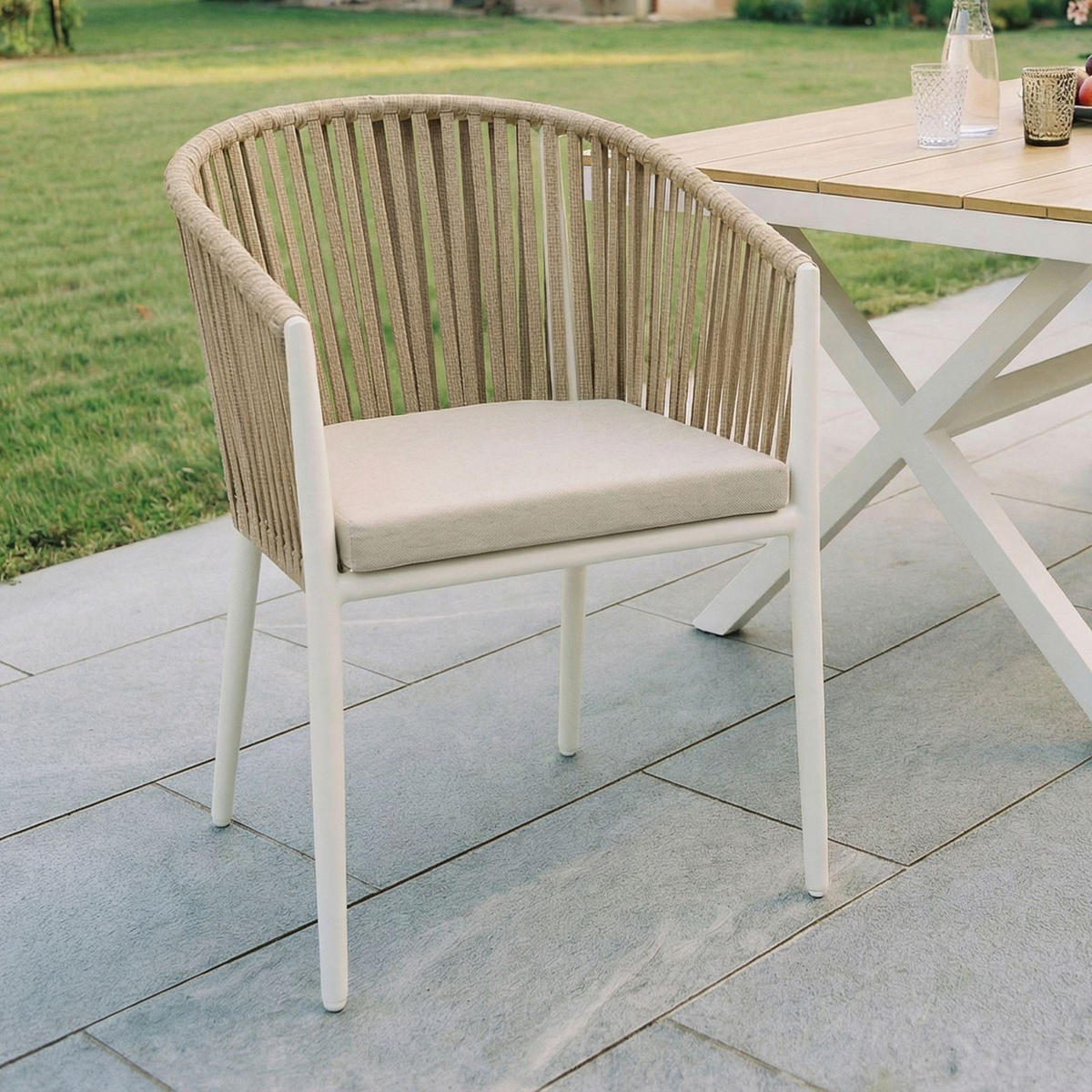 GARTENSTÜHLE ISOLA 6ER-SET - Beige, Textil/Metall (56/78/62cm) - IDIMEX