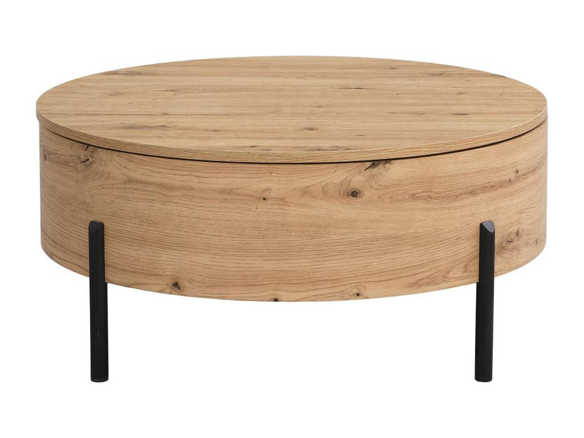 COUCHTISCH mit drehbarer Tischplatte & Stauraum - MDF - Holzfarben - YEMELIA - Naturfarben, Holz (80/80/35.5cm) - Vente-Unique