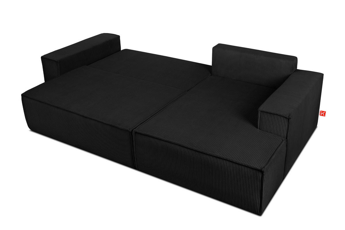 ECKSCHLAFSOFA-RECHTS NAPI in Pet Friendly Cord-Stoff, schwarz - Schwarz, Textil (262/148cm) - KONSIMO®