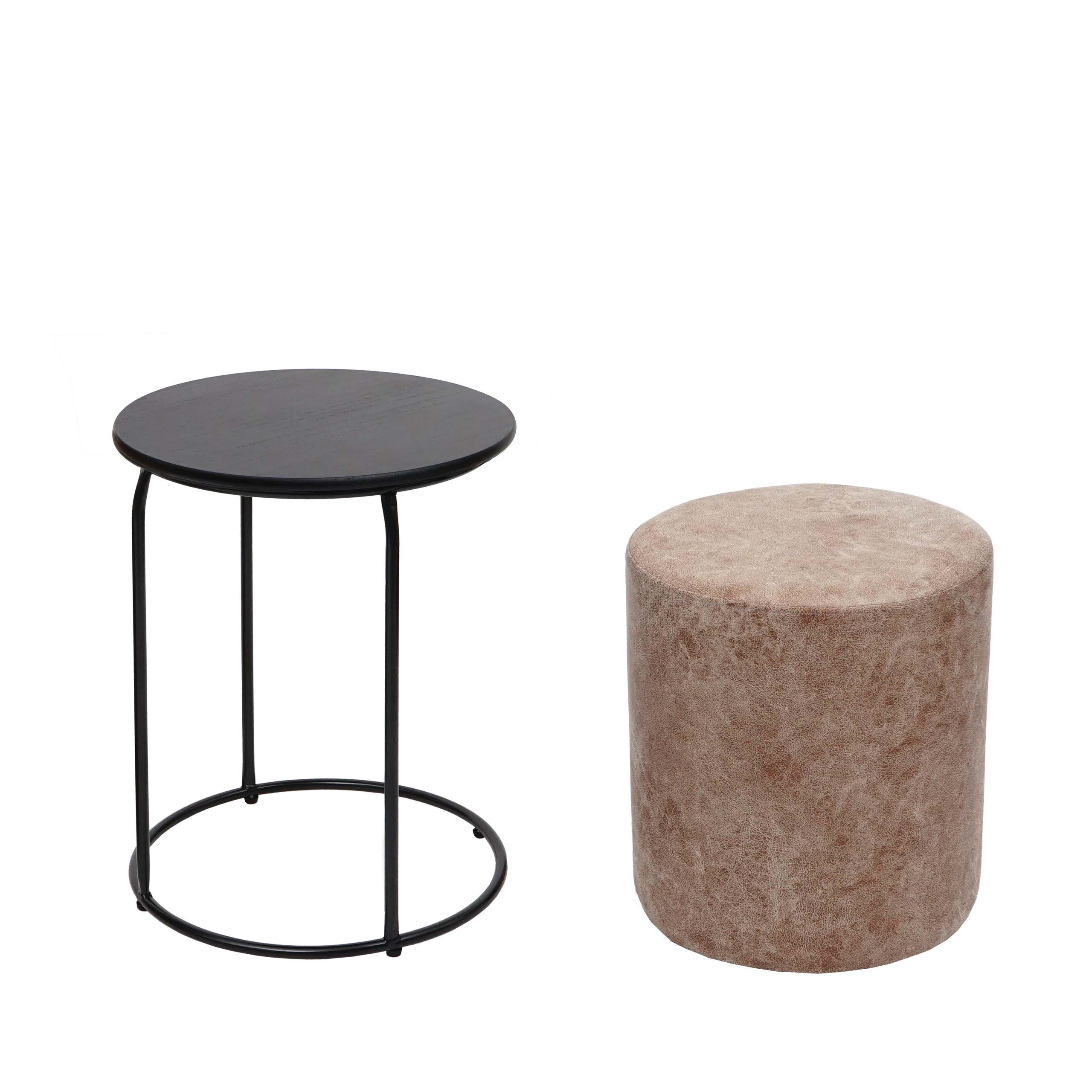 SITZHOCKER/BEISTELLTISCH Braun 2er-Set - Braun, Textil (39/53/39cm) - MCW