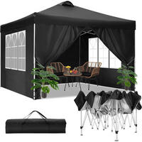 FALTPAVILLON 3 x 3 m Schwarz mit Seitenteilen - Schwarz, Textil (304.8/609.6/304.8cm)