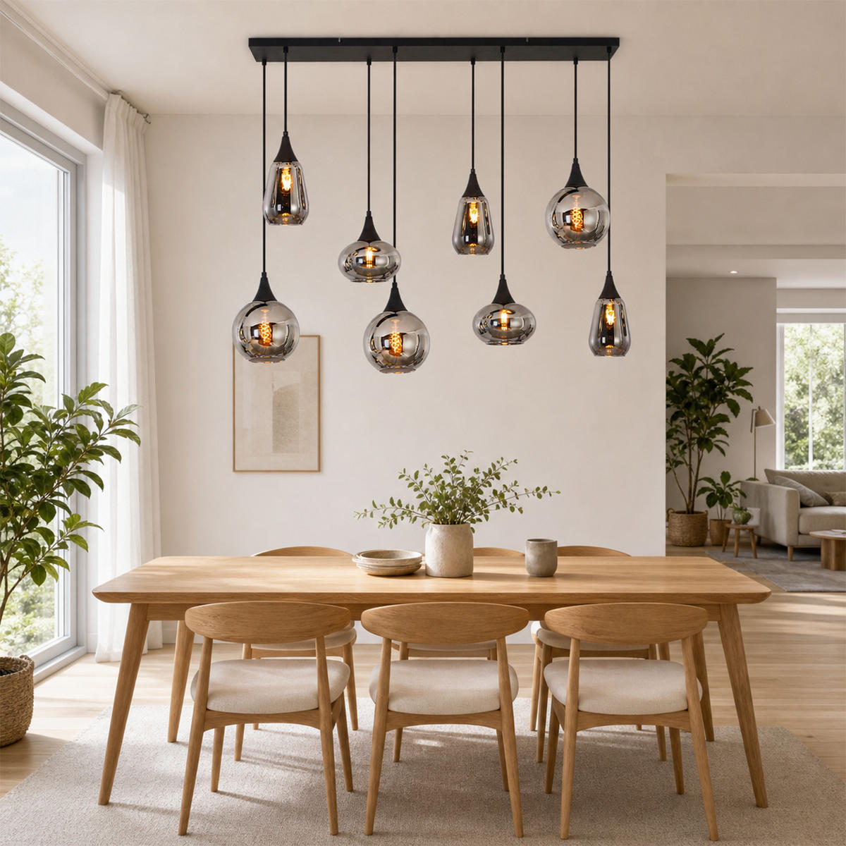 PENDELLEUCHTE Glornax 126/20/150 cm - Schwarz, Glas/Metall (126/20/150cm) - ZMH