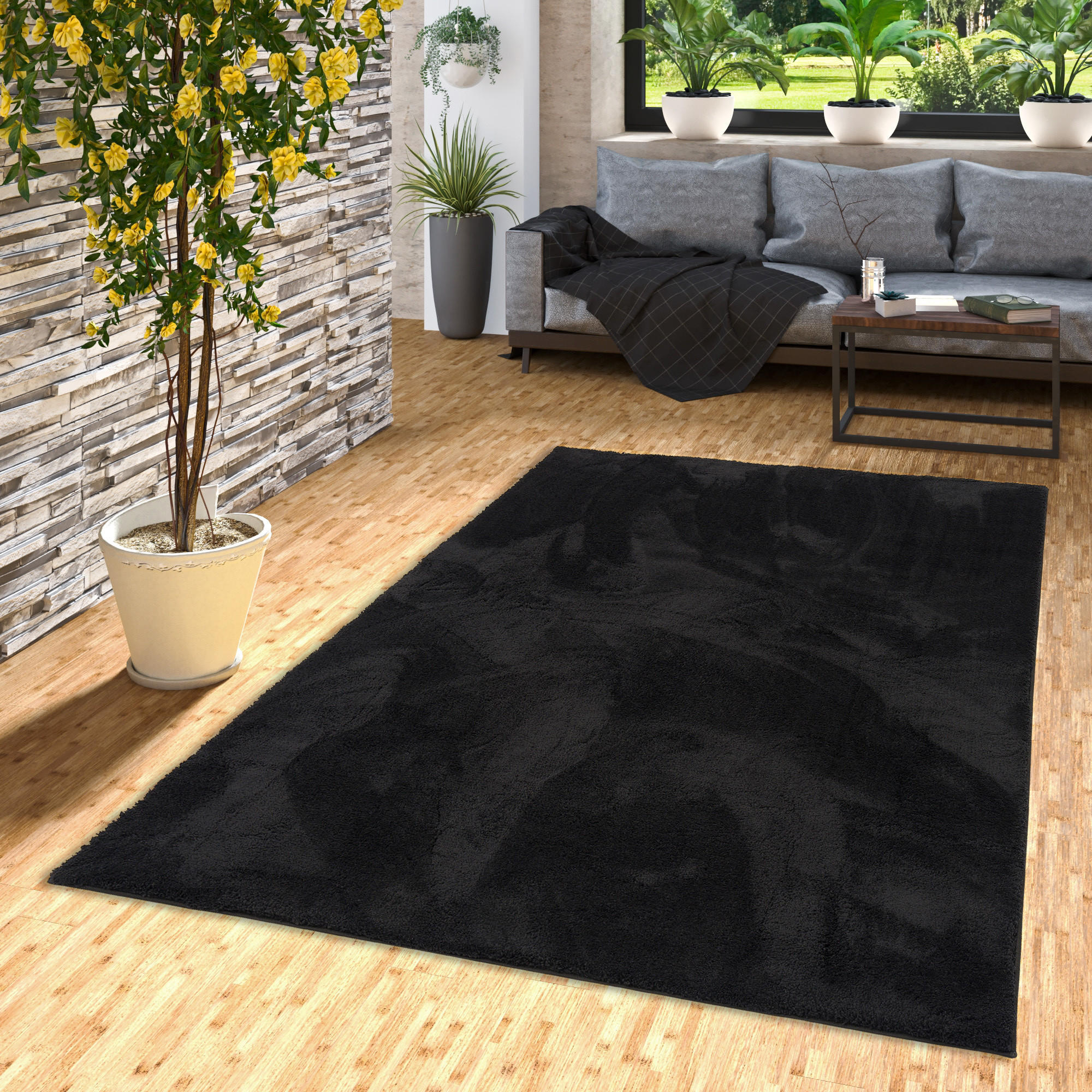 HOCHFLOR LANGFLOR SUPER SOFT TEPPICH SILKY - Schwarz, Textil (80/150cm) - Pergamon