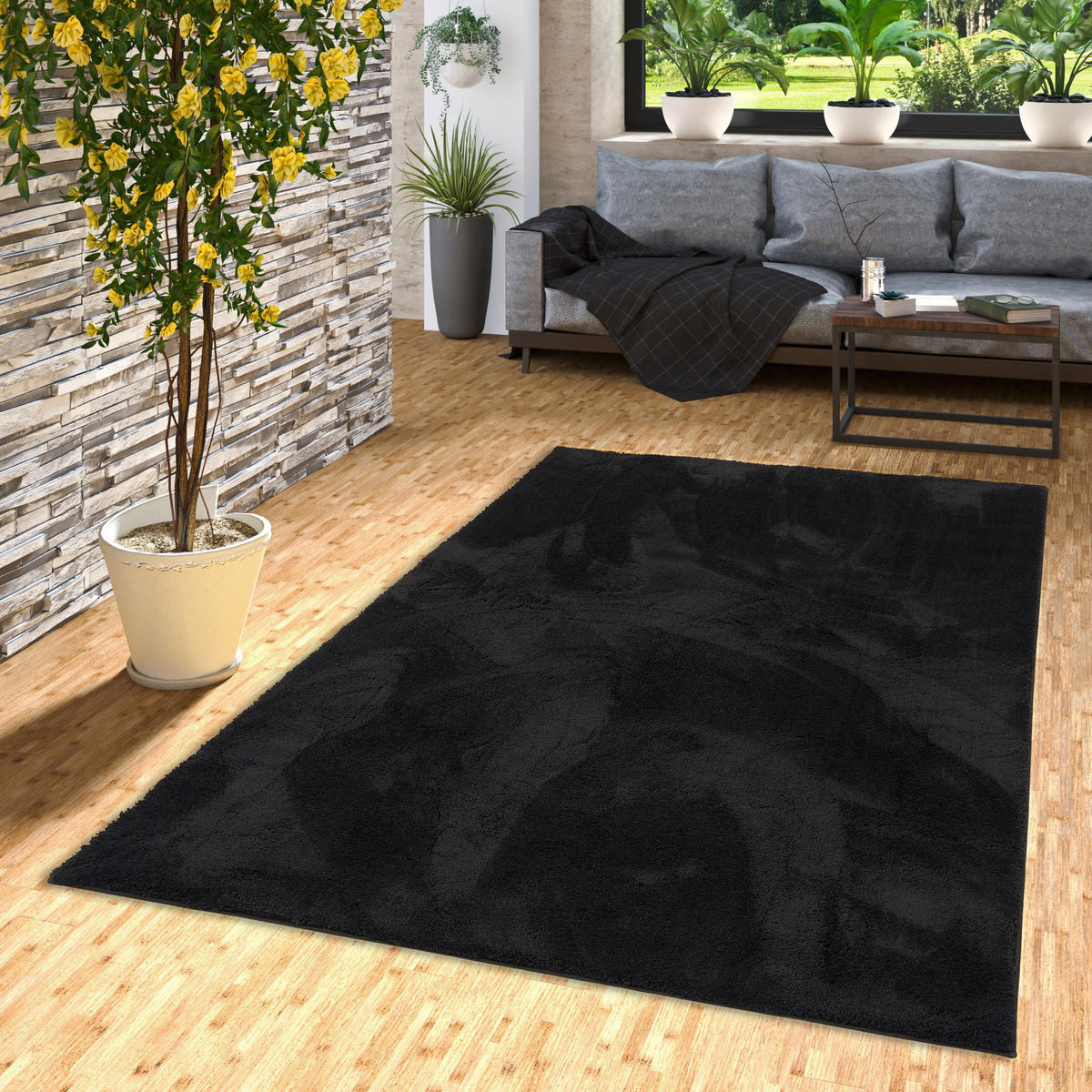 HOCHFLOR LANGFLOR SUPER SOFT TEPPICH SILKY - Schwarz, Textil (200/290cm) - Pergamon
