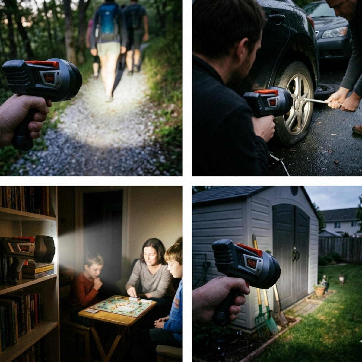 TASCHENLAMPE SLV3 Schwarz Grau LED 600 Lumen Akku 2 Modi 400 m - Schwarz/Orange, Kunststoff (16.5/9.5/15cm) - Black & Decker