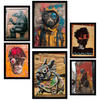 POSTER Set Mit 6 Graffiti Straßenkunst Im Banksy In Brauntönen A3 & A4 Schwarzer Rahmen - Schwarz, Papier (29/3cm) - Nacnic