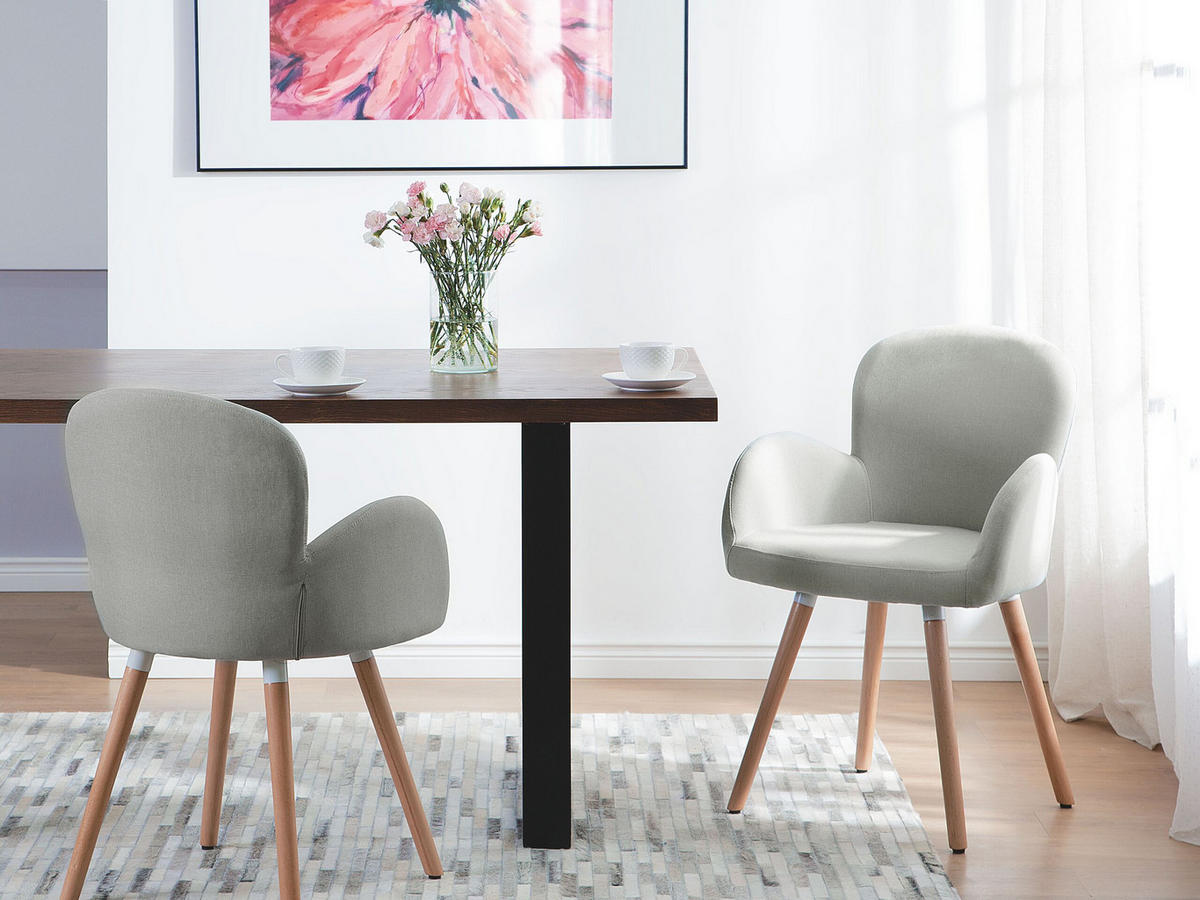 ESSZIMMERSTUHL 2er-Set Polsterbezug Grau Brookville - Grau, Holz/Textil (44/83/52cm) - Beliani