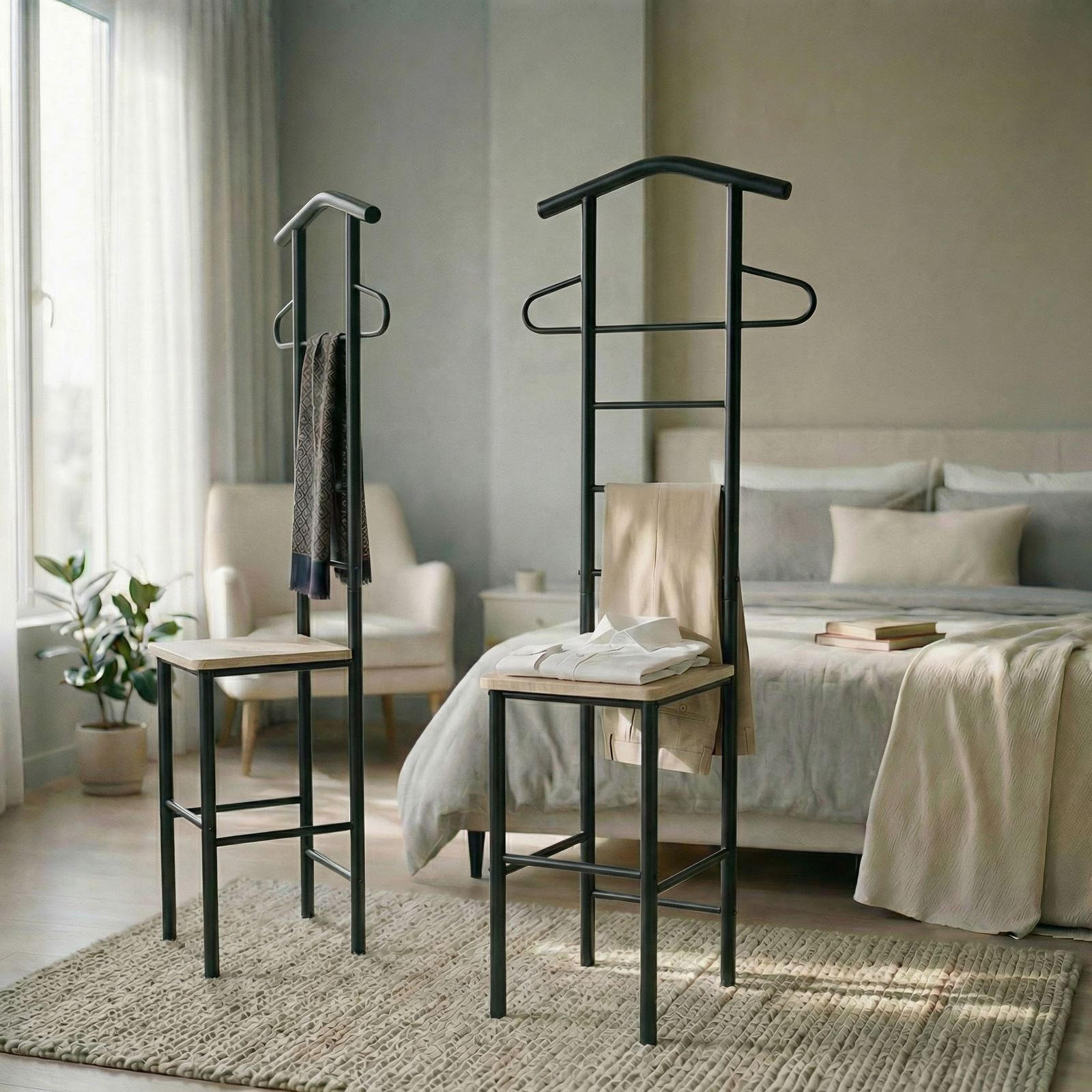 HERRENDIENER JIVO 2ER-SET - Schwarz/Sonoma Eiche, Metall (53/121/47cm) - CARO-Möbel