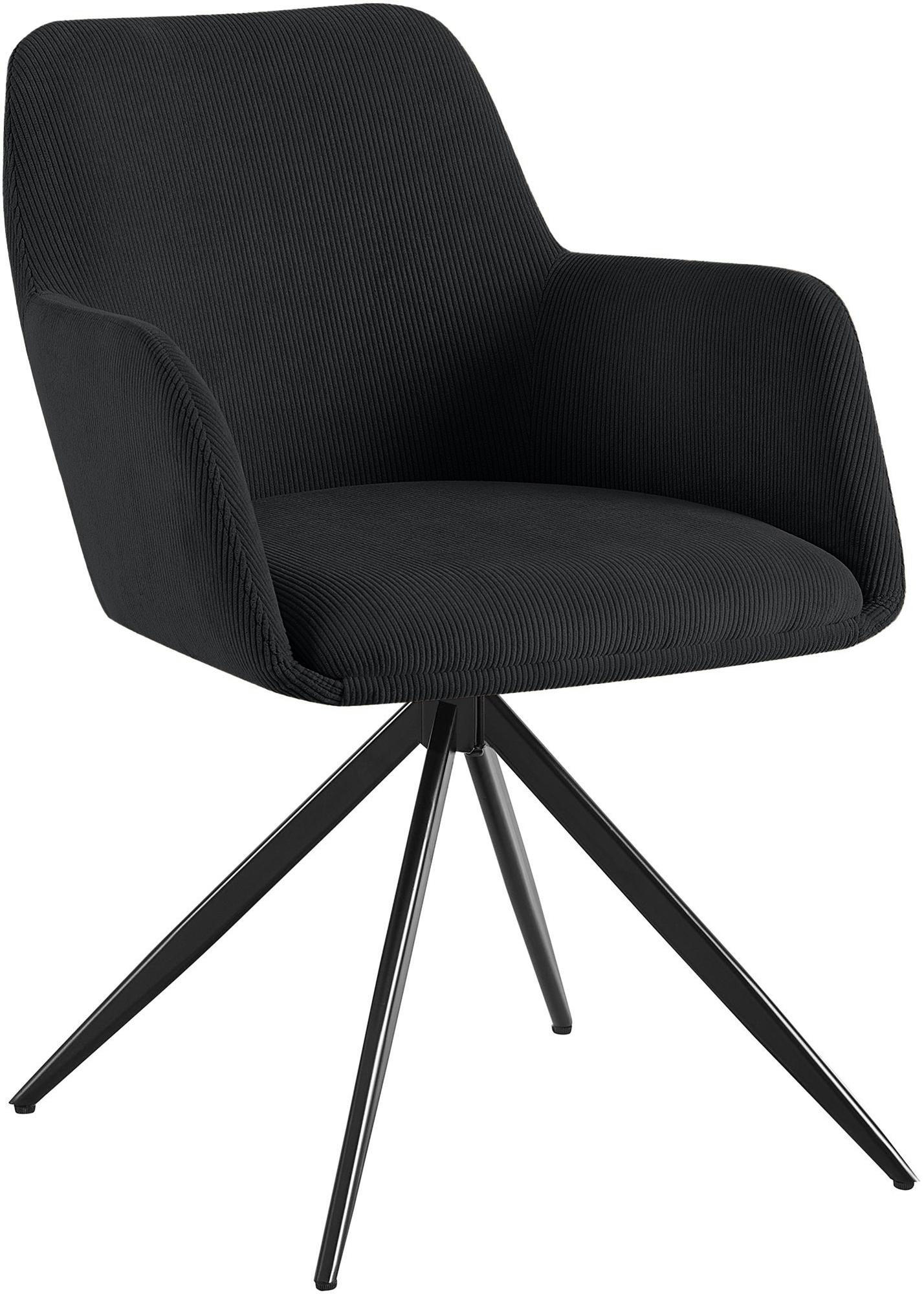 ESSZIMMERSTUHL Cord Schwarz - Schwarz, Textil/Metall (56/81/62cm) - CLP