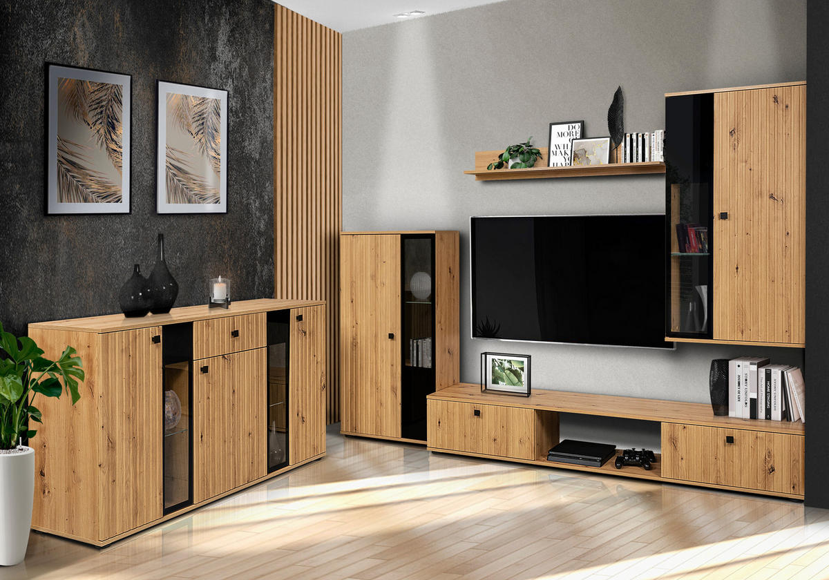 SIDEBOARD Formilo Artisan Eiche 140,4/80/40,2 cm – Kommode mit Rillen und Schublade - Eiche Artisan, Holzwerkstoff/Kunststoff (140/80/40cm) - AX Living