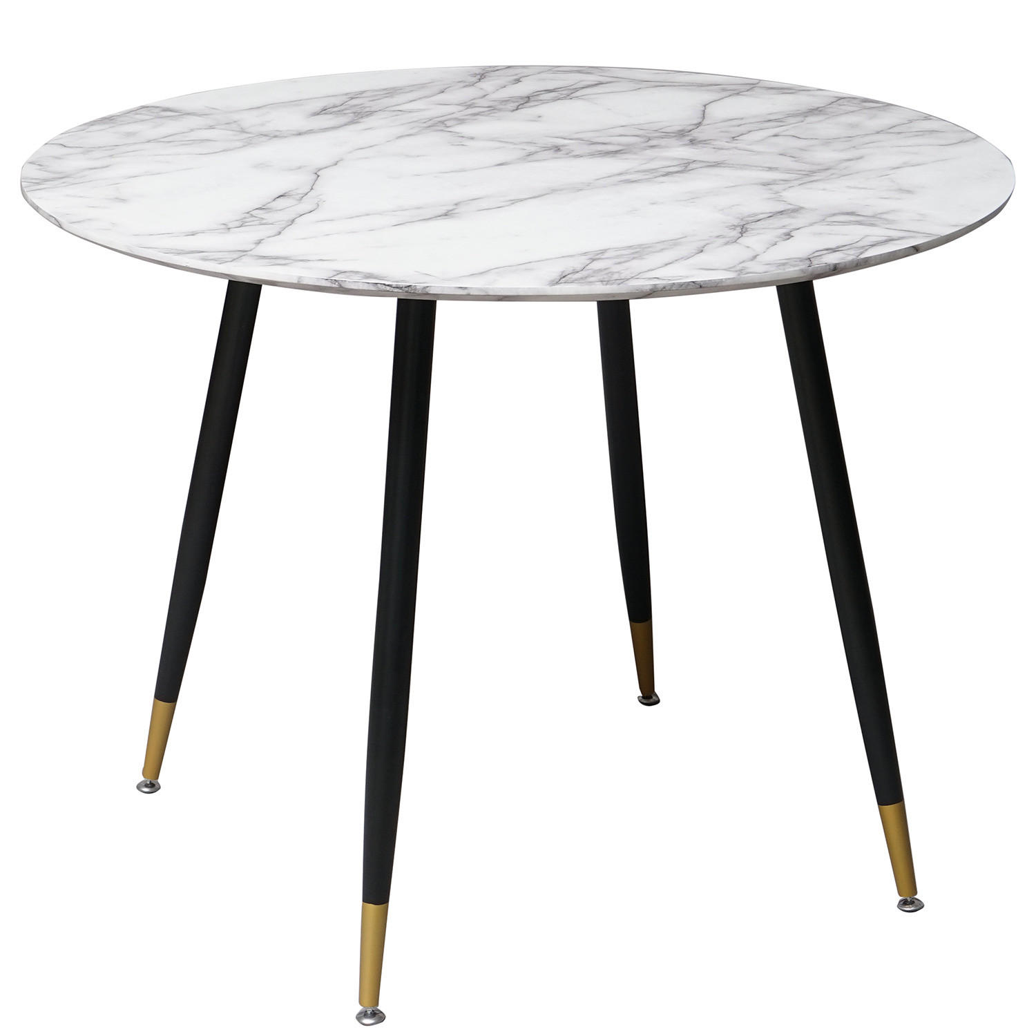 ESSTISCH - Marmor Weiß Dekor / Schwarz & Gold - Weiß, Holzwerkstoff/Metall (100/100/75cm) - home24