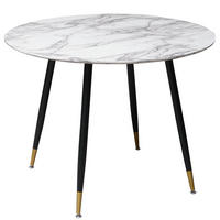 ESSTISCH - Marmor Weiß Dekor / Schwarz & Gold - Weiß, Holzwerkstoff/Metall (100/100/75cm) - home24