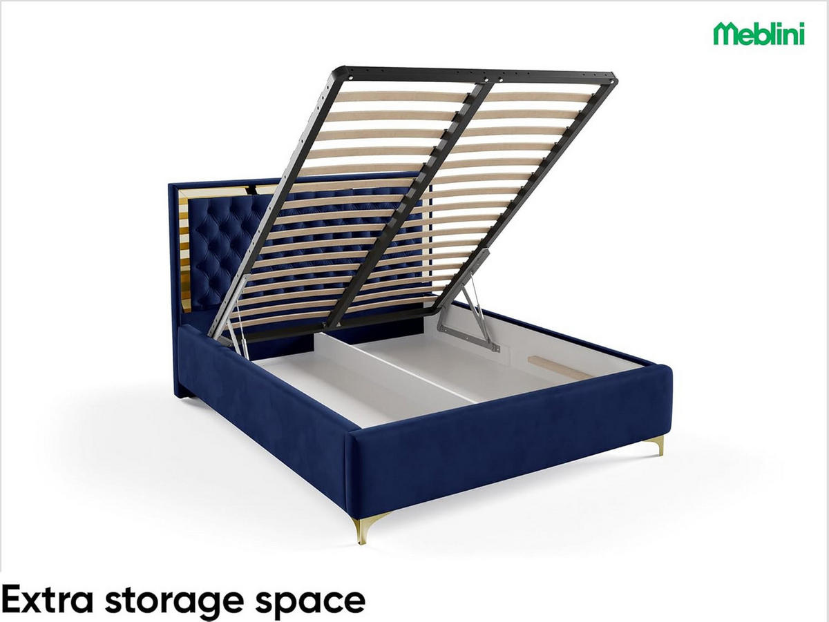 POLSTERBETT ARONA - Blau, Textil (120/200cm) - Meblini