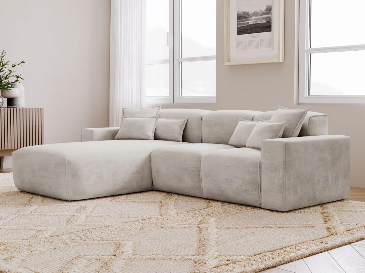 ECKSOFA Leni Hellgrau Links - Hellgrau, Holz/Textil (265/180cm) - Graingold