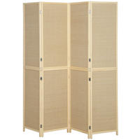 PARAVENT Bambus Kiefernholz Naturholz - Naturfarben, Naturmaterialen/Holz (1.7/180/180cm) - HOMCOM