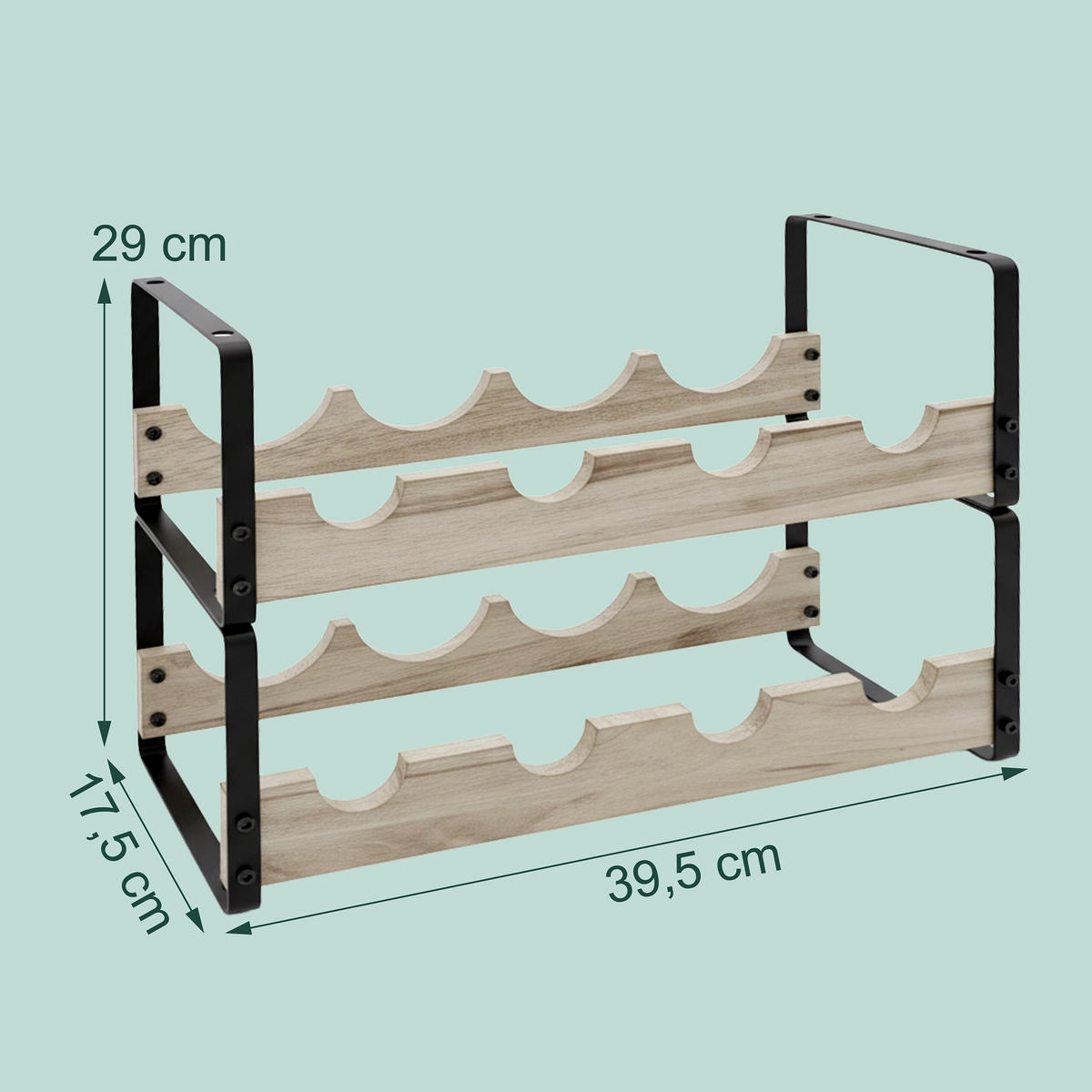 WEINREGAL - Multicolor, Holz/Metall (39.5/29/17.5cm) - Relaxdays