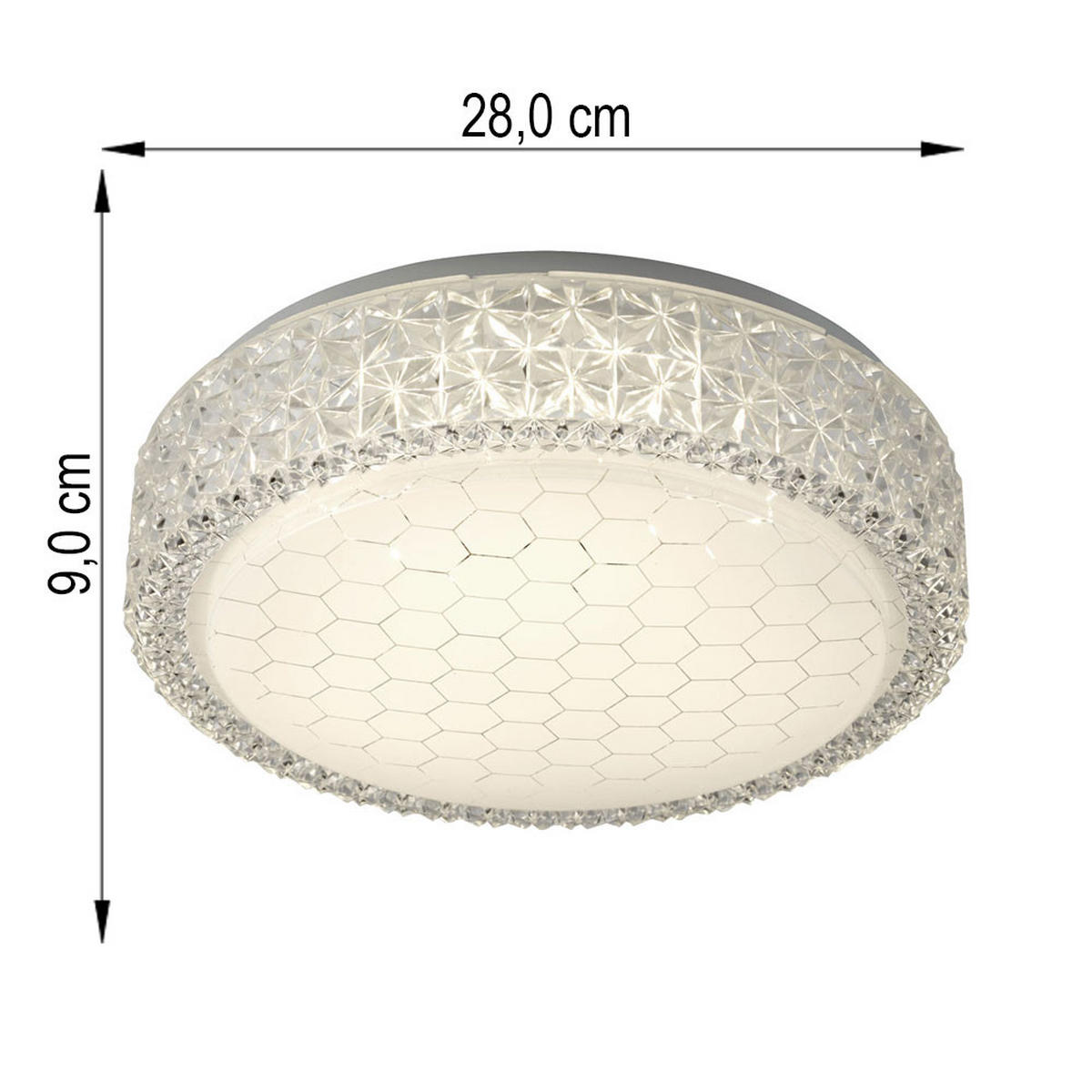 LED DECKENLEUCHTE Metall Silber Kristalloptik - Silberfarben, Metall (28/28/9cm)