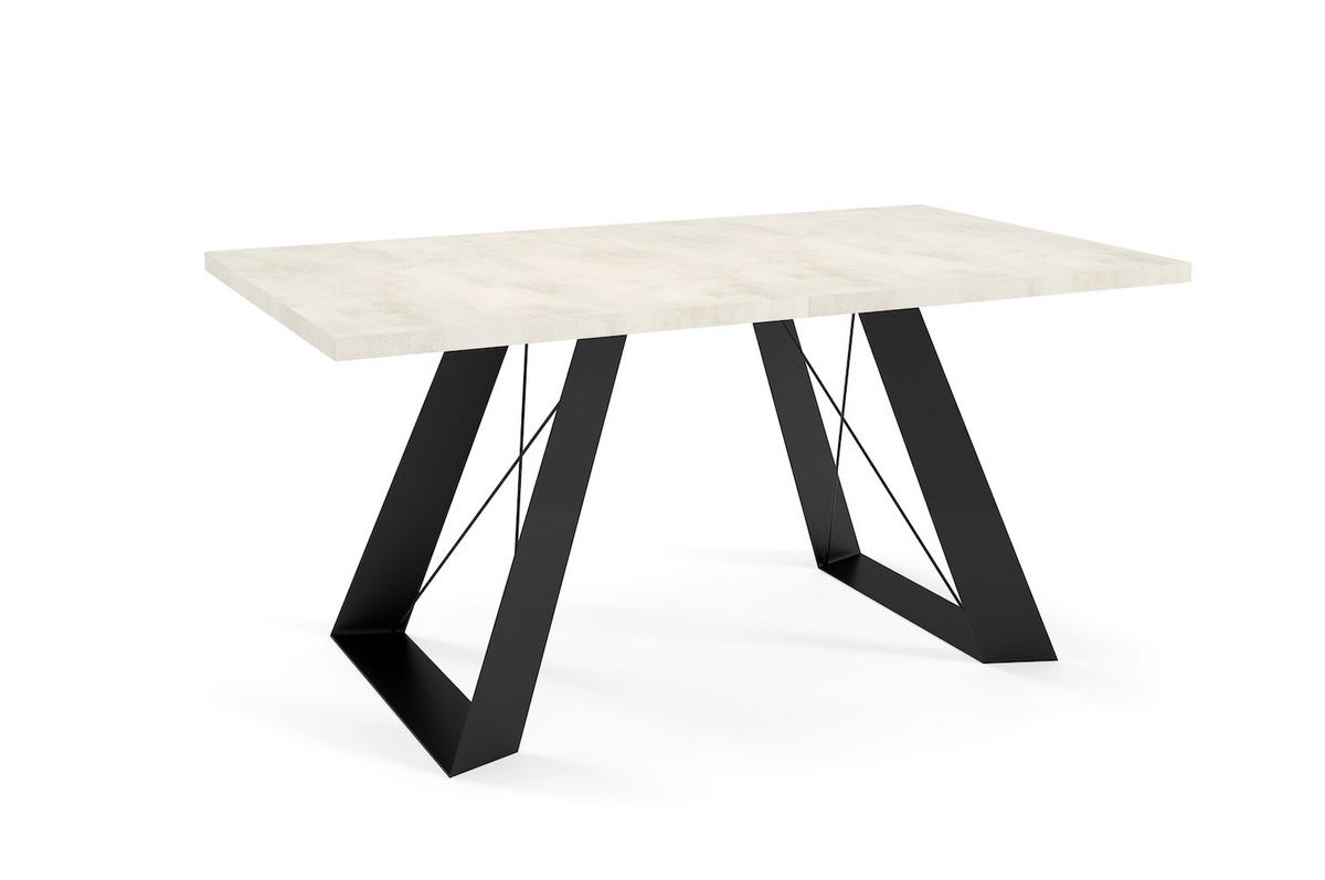 ESSZIMMERTISCH Corso Chromix Weiß / Schwarz 160/260 / 90 / 76cm - Ecru/Schwarz, Holz/Holzwerkstoff (90/160/76cm) - Feldmann-Wohnen