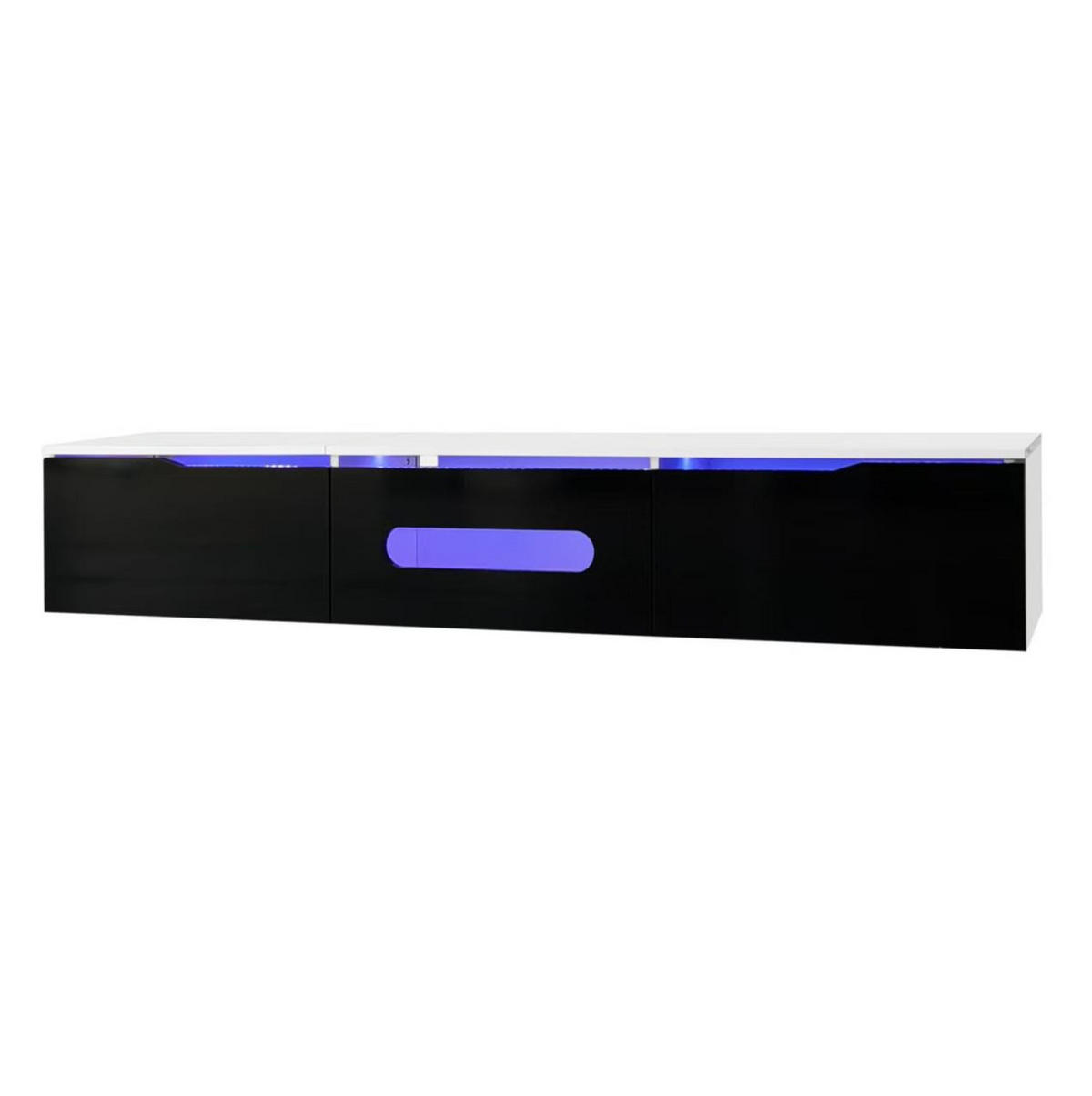 TV-LOWBOARD aus MDF und Spanplatte 180x35x30 cm Schwarz-Weiß mit LED-Beleuchtung - Schwarz, Holzwerkstoff (180/30/35cm) - IVMEU