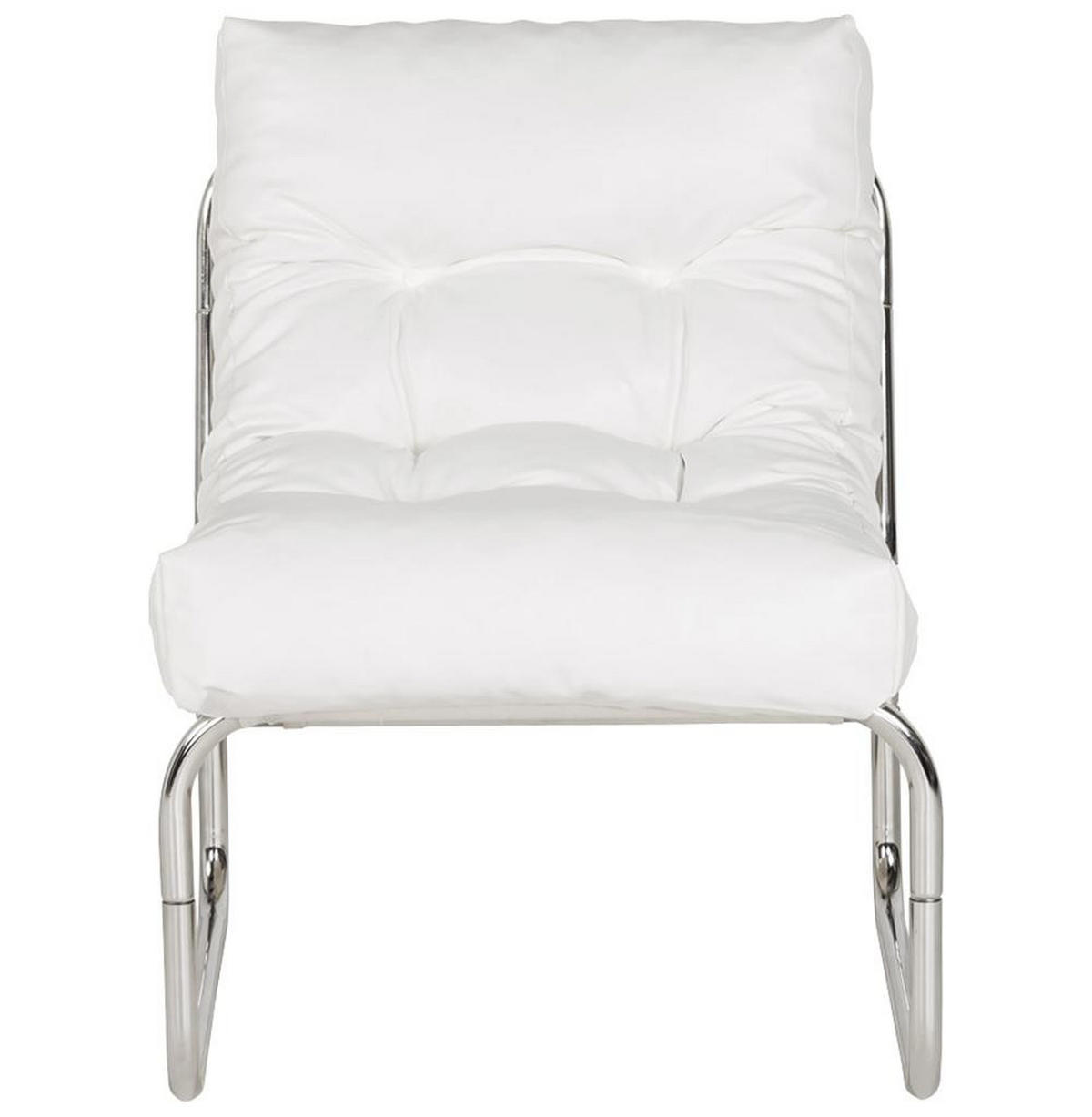 CLUBSESSEL mit Chromkufen im Retro-Stil, modular verbindbar, Weiß 73x60x76 cm - Silberfarben/Weiß, Textil/Metall (60/76/71cm) - KADIMA DESIGN