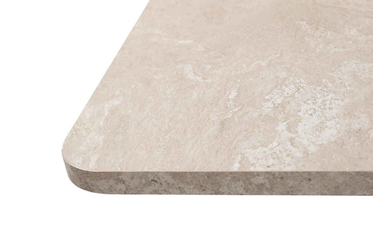 ESSTISCH Sandstein, Hickory Walnuss 160 - 200 cm, Küchentisch ausziehbar - Sandfarben/Walnussfarben, Holzwerkstoff/Metall (160/90/75cm) - Furn.Design