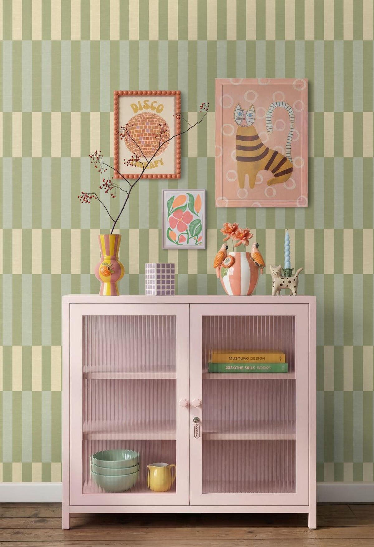 TAPETE Leinenoptik-Streifen 50 x 900 cm - Grün, Papier (50/900cm) - ESTAhome