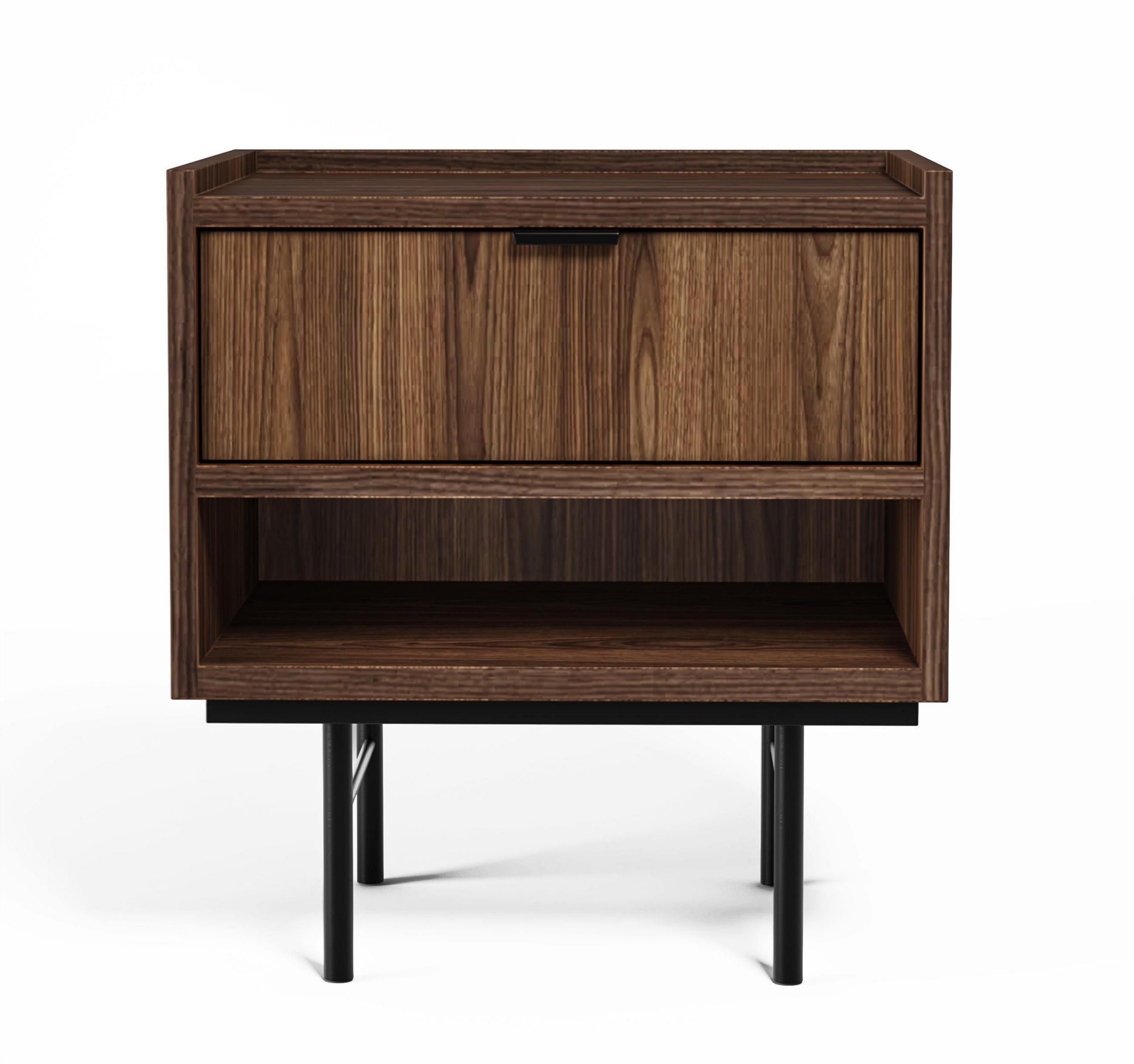 NACHTTISCH Nordiva 1S Warmia Walnut 40/55/35 cm – Metallgestell - Walnussfarben/Schwarz, Holzwerkstoff/Metall (40/55/35cm) - AX Living