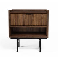 NACHTTISCH Nordiva 1S Warmia Walnut 40/55/35 cm – Metallgestell - Walnussfarben/Schwarz, Holzwerkstoff/Metall (40/55/35cm) - AX Living