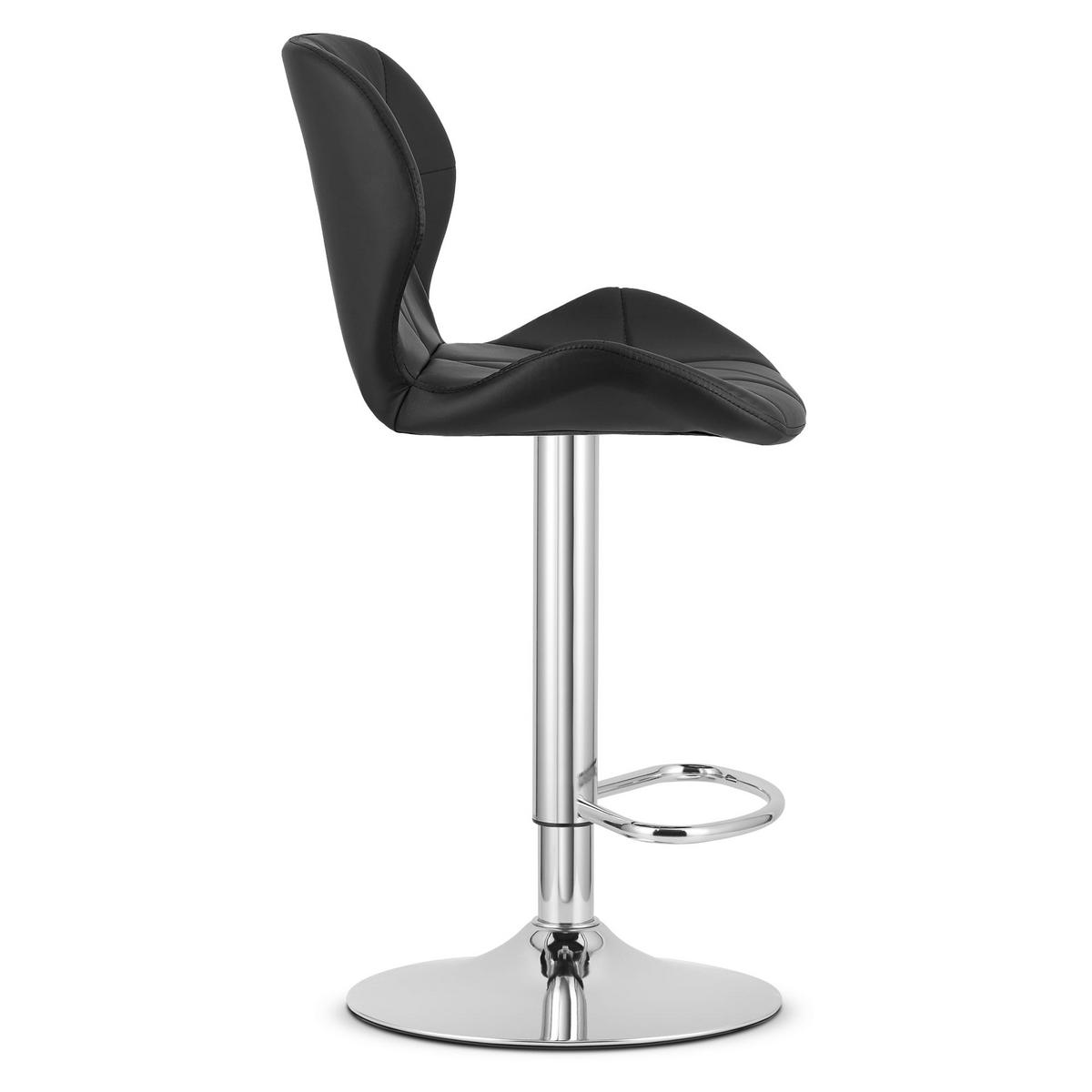 BARHOCKER WEST ECO schwarzer Sitz, Chrombasis - Schwarz, Leder (46/111/48.5cm) - Valora